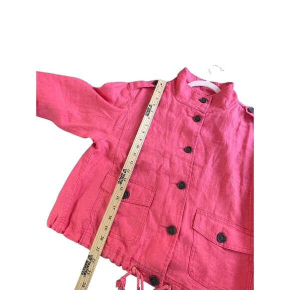 Talbots Washed‎ Linen Jacket Size MP Coral 100% Linen Pockets Lightweight - Picture 8 of 11